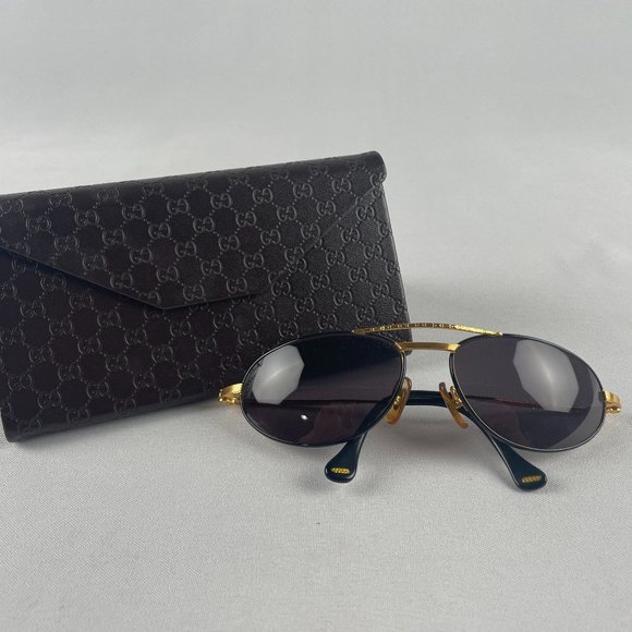 Gucci GG1277/S Women's Aviator Sunglasses Metal Gold Black 60 mm
